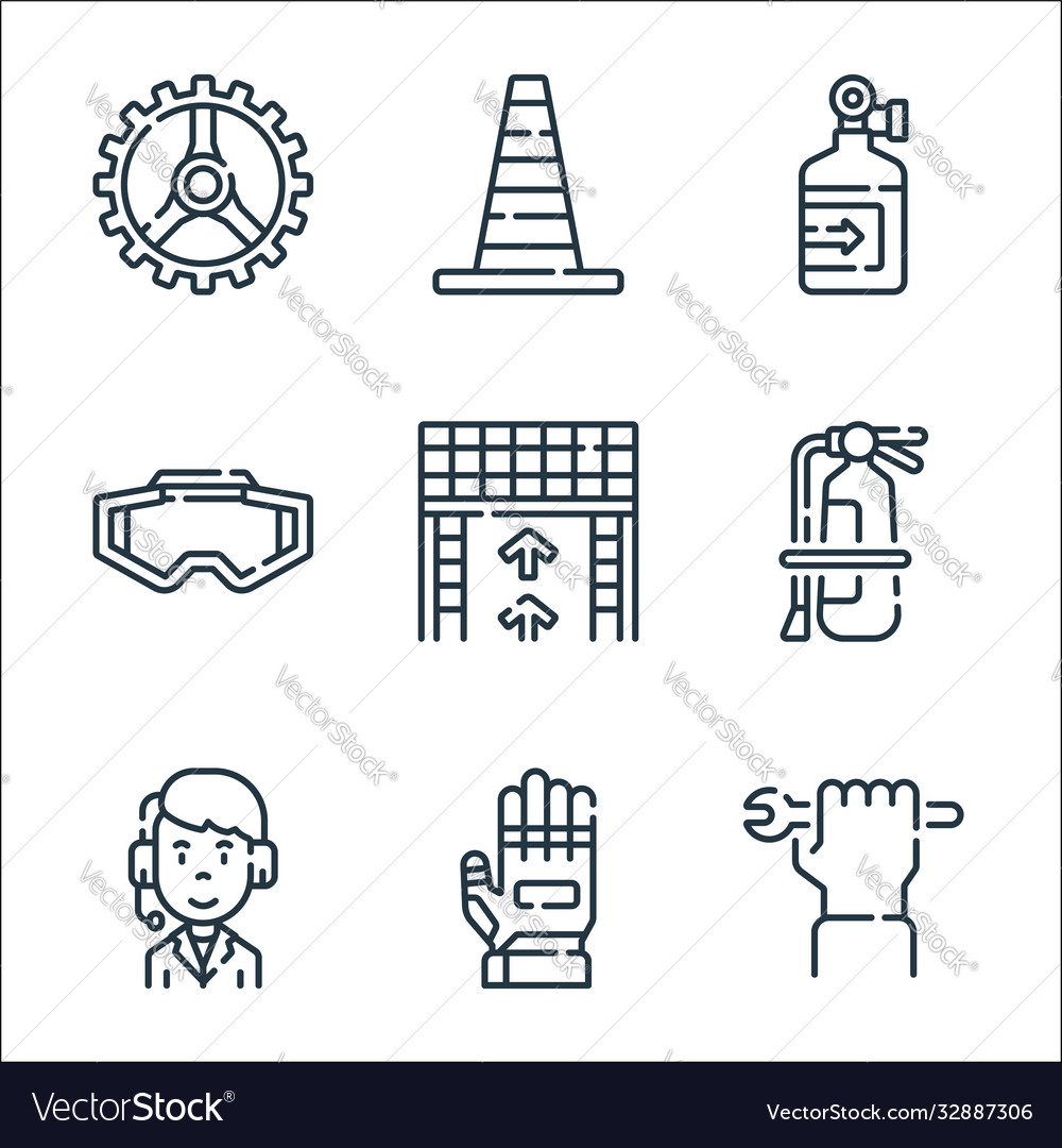 Auto racing line icons linear set quality