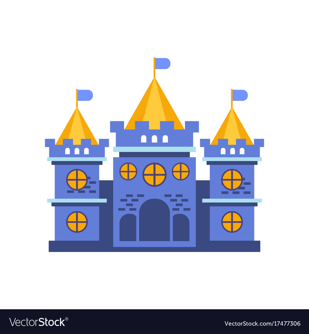 Blue fairytale royal castle or palace building