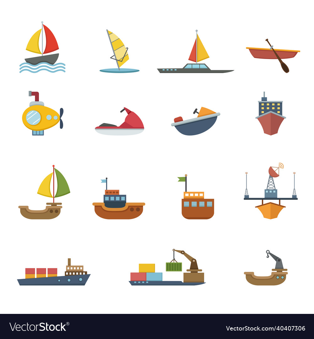 Boats and ships icons set