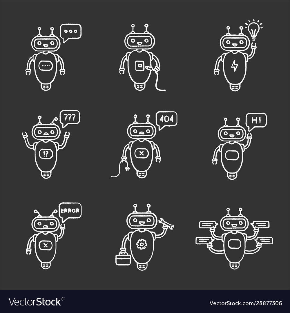 Chatbots chalk icons set