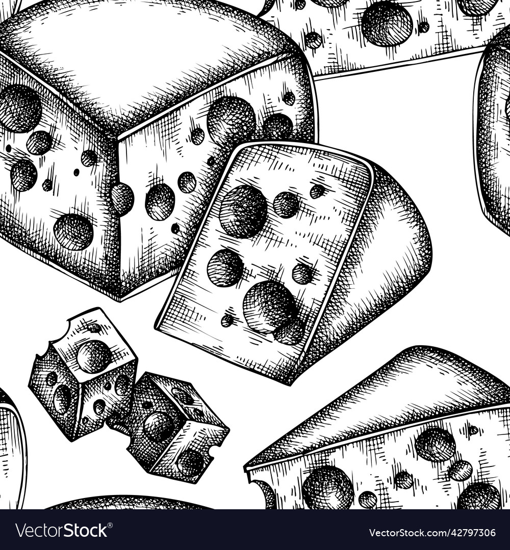 Cheese seamless pattern background design vector image Cheese seamless pattern background design