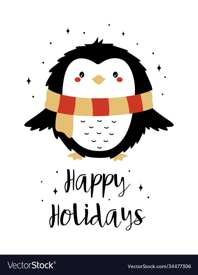 Christmas card with owl isolated on white Vector Image