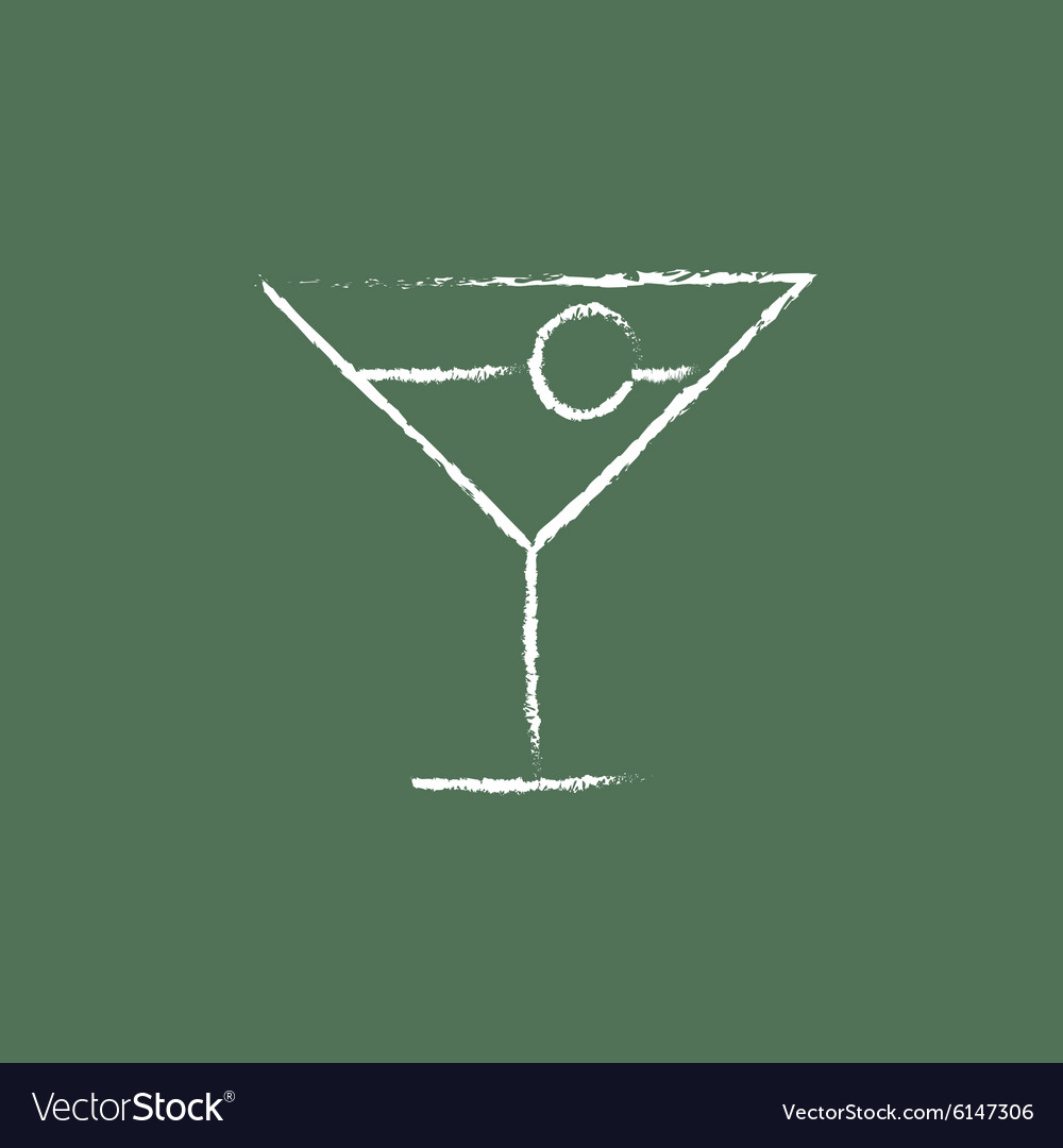 Cocktail glass icon drawn in chalk