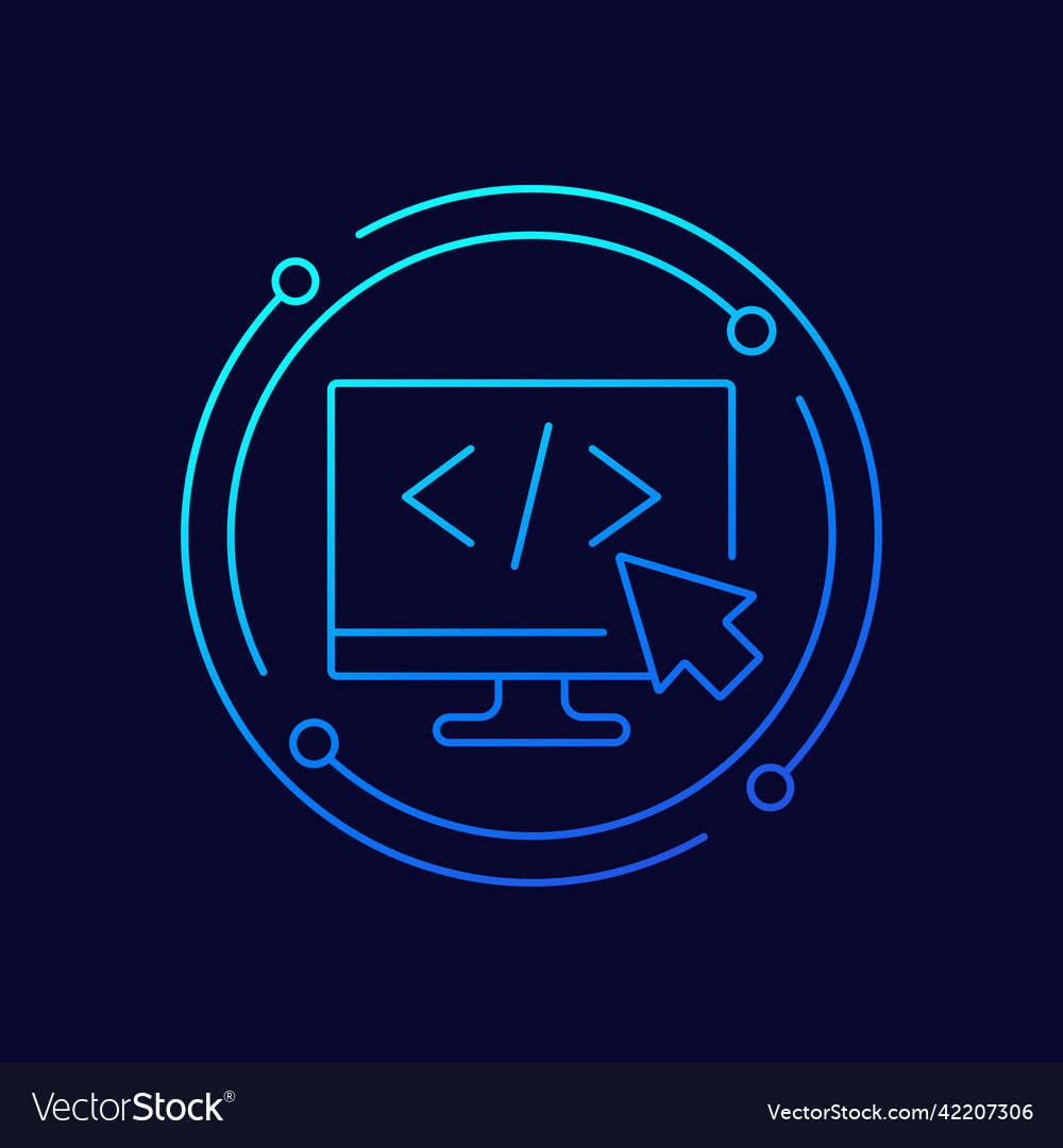 Coding line icon with code on screen