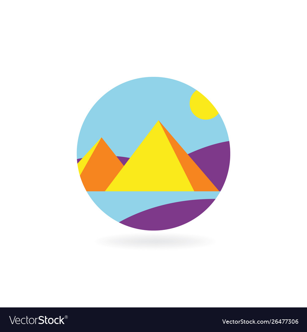Concept design flat icon for travel to pyramids vector image Concept design flat icon for travel to pyramids