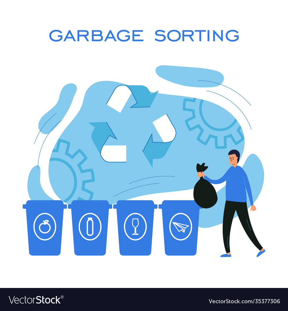 Concept garbage sorting vector image Concept garbage sorting