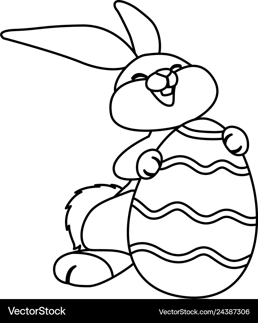 Cute rabbit easter with egg painted Royalty Free Vector