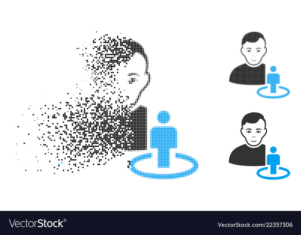 Dissolved pixelated halftone portal moderator icon Vector Image Dissolved pixelated halftone portal moderator icon