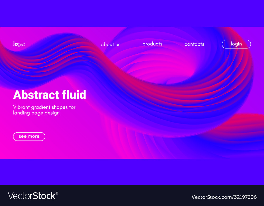 Landing page template with abstract fluid shapes vector image Landing page template with abstract fluid shapes