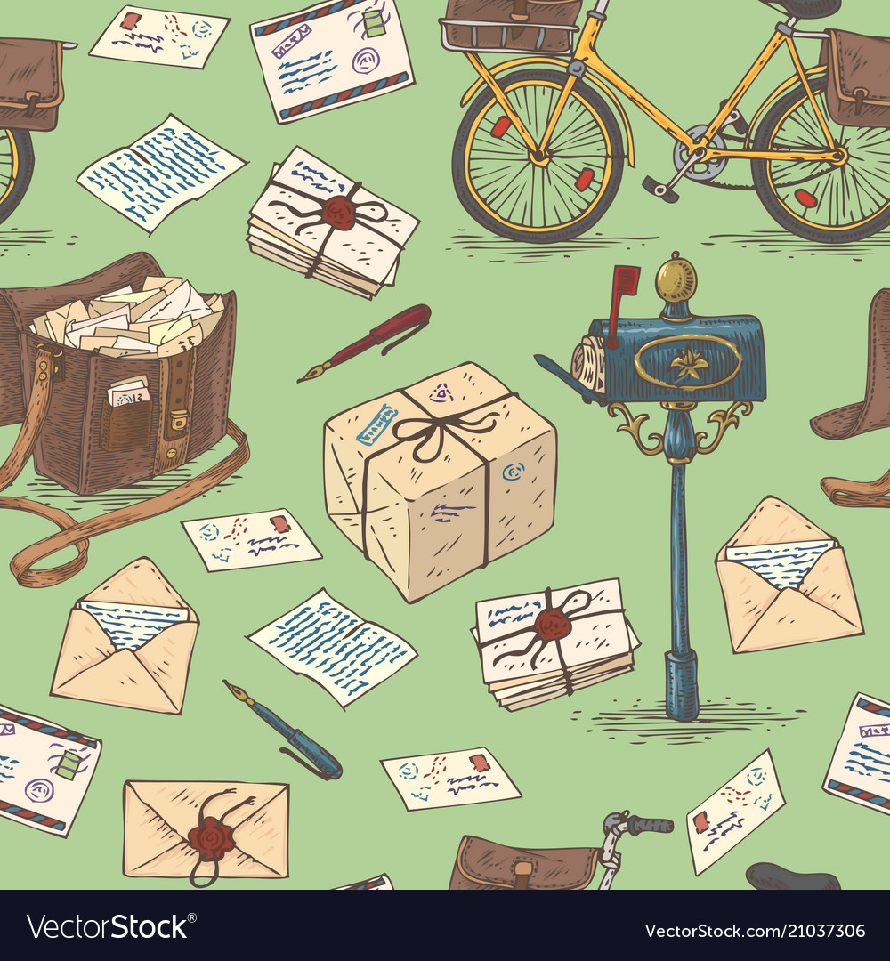 Mail delivery seamless pattern vector image Mail delivery seamless pattern