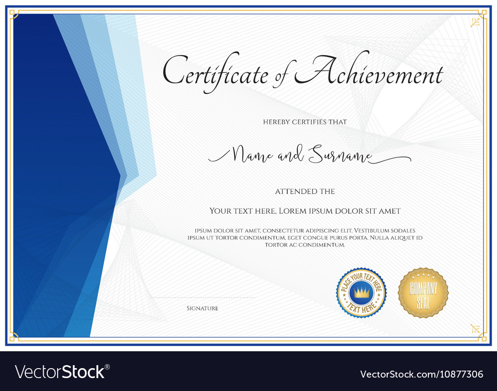 Modern certificate template for achievement Vector Image With Blank Certificate Of Achievement Template