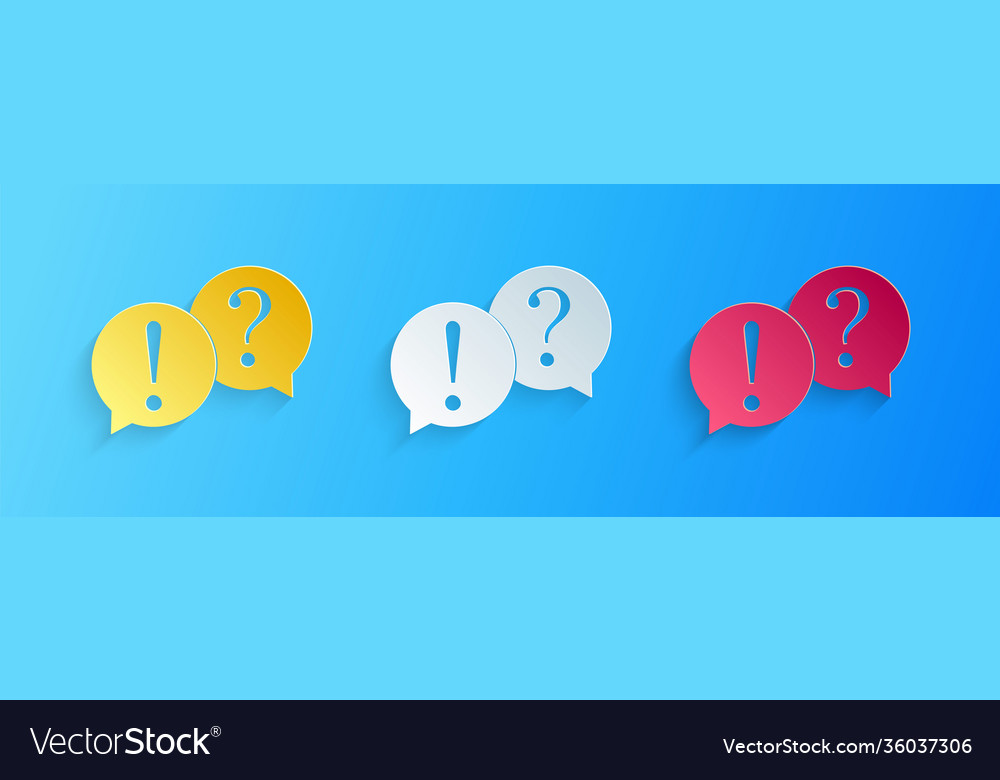Paper cut speech bubbles with question vector image Paper cut speech bubbles with question