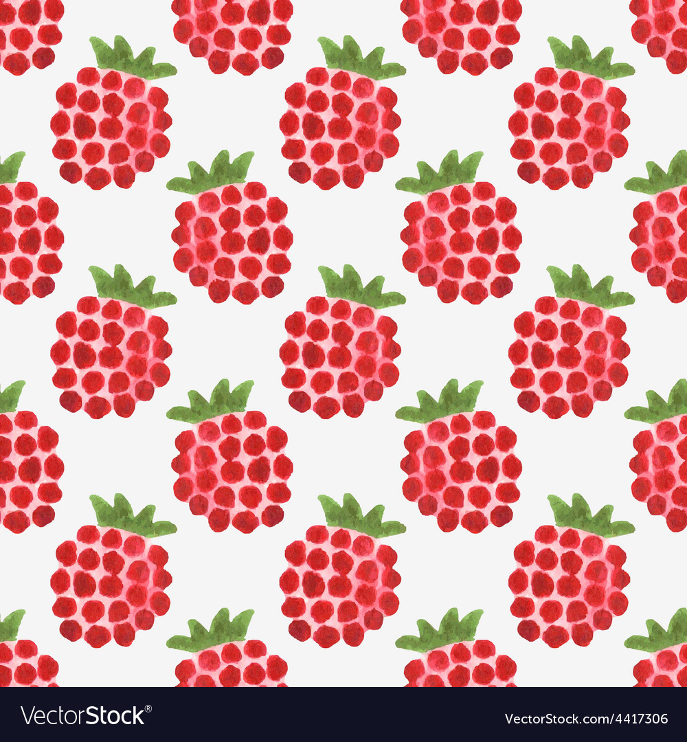 Seamless watercolor pattern with funny raspberries