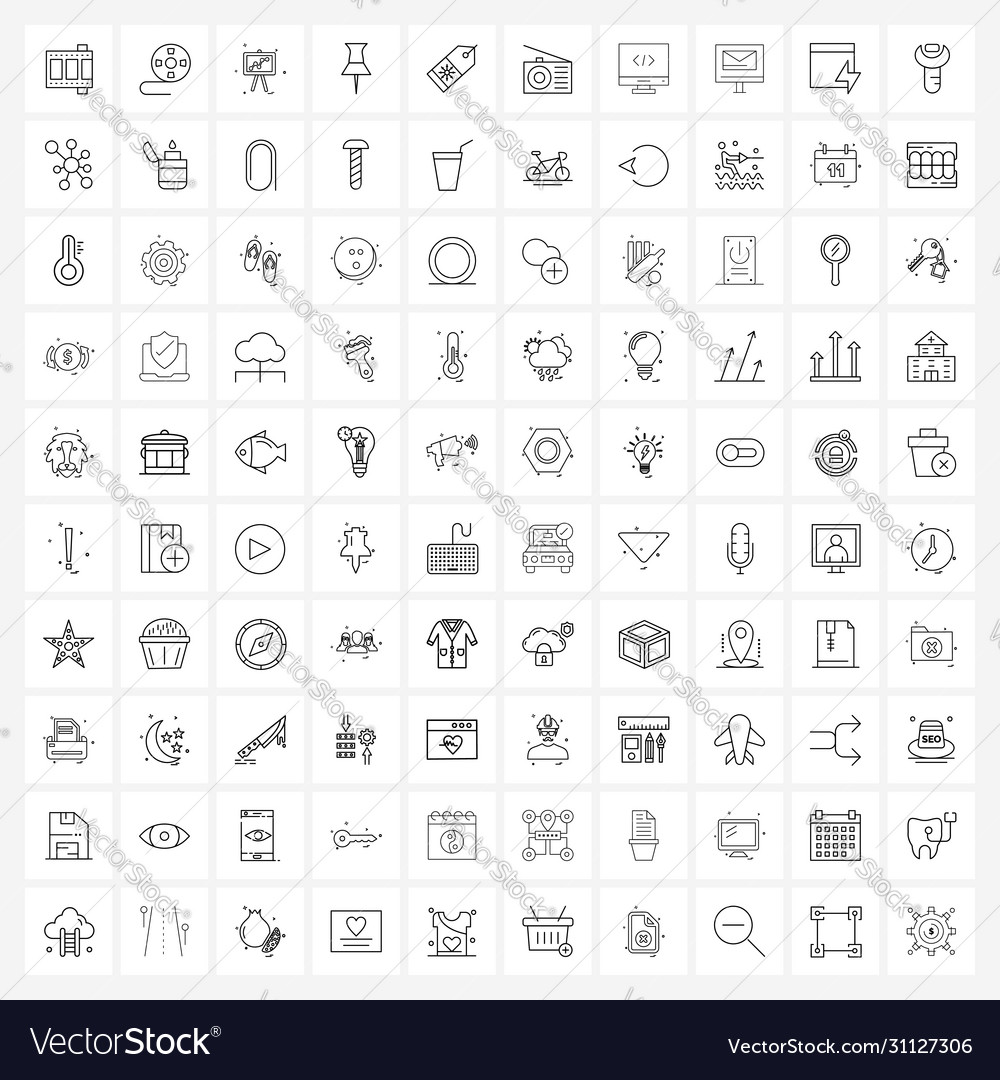 Set 100 ui icons and symbols for computer