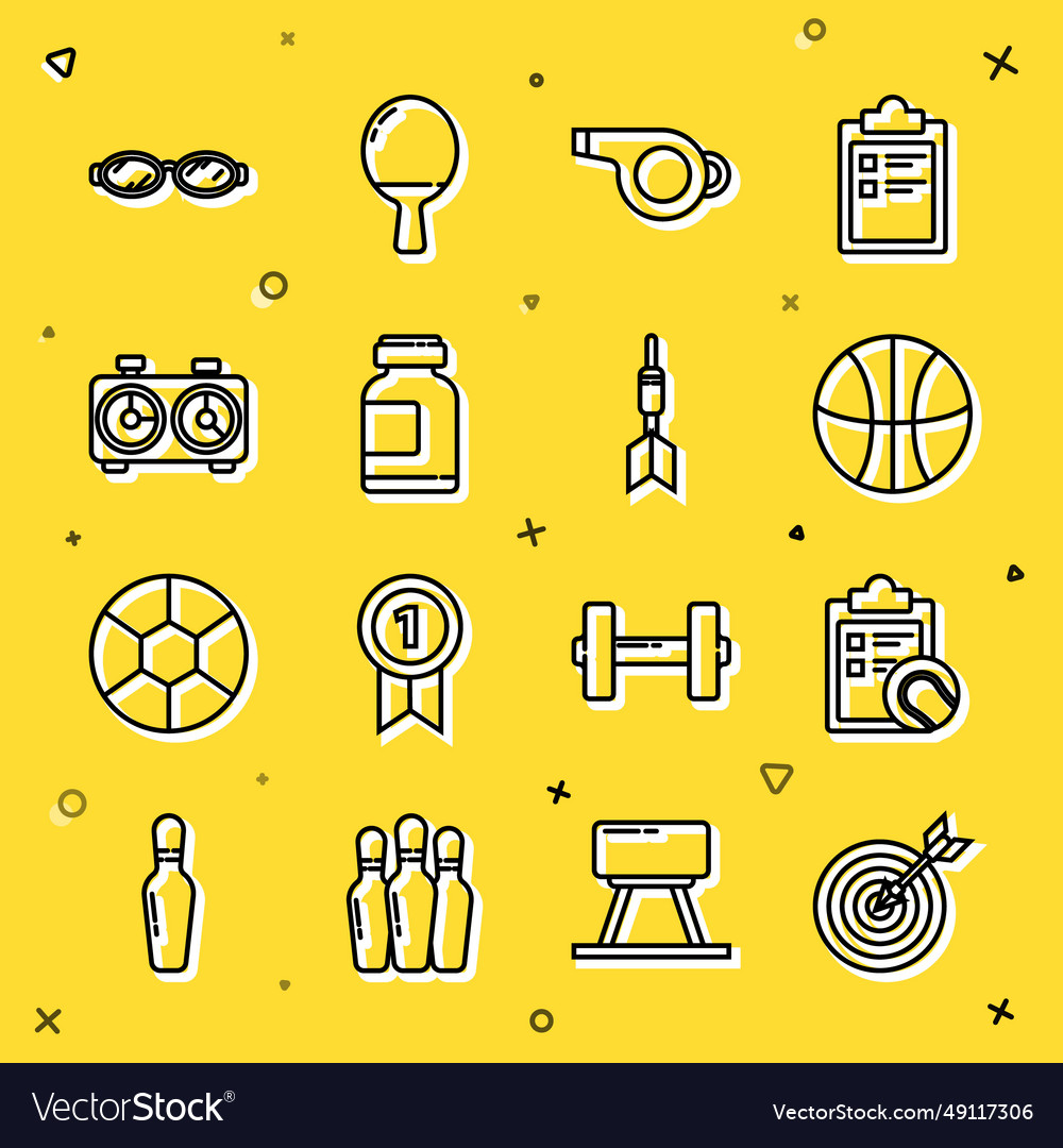 Set line target with arrow checklist clipboard vector image Set line target with arrow checklist clipboard
