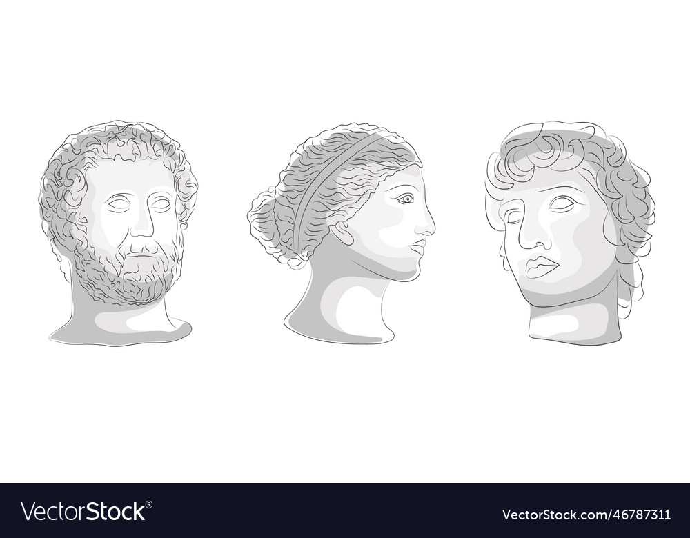 A Set Of Portraits With An Old Plaster Head One Vector Image