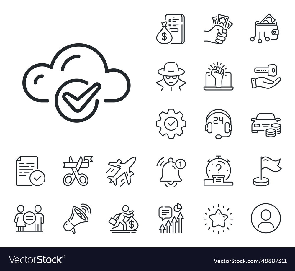 Approved cloud computing line icon internet data vector image Approved cloud computing line icon internet data