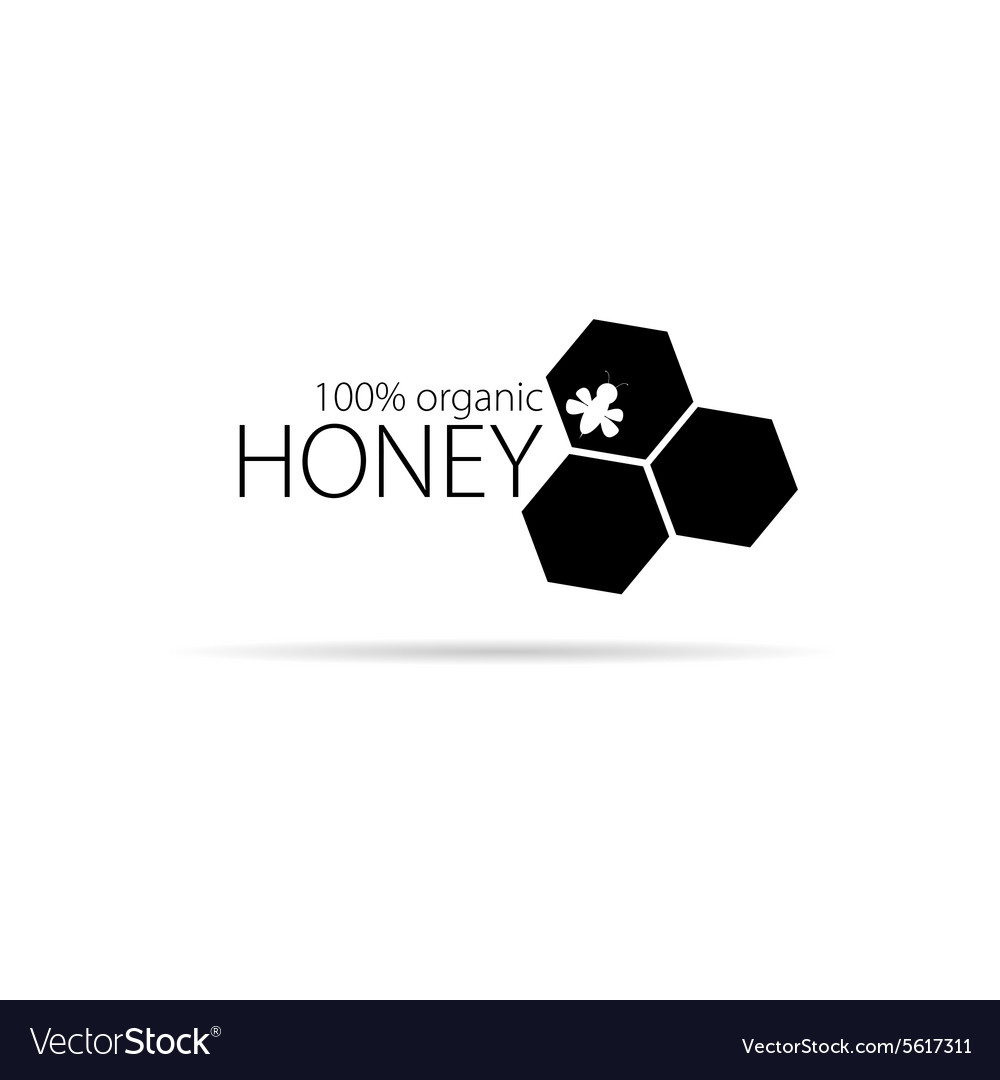 Bee and honey in black color