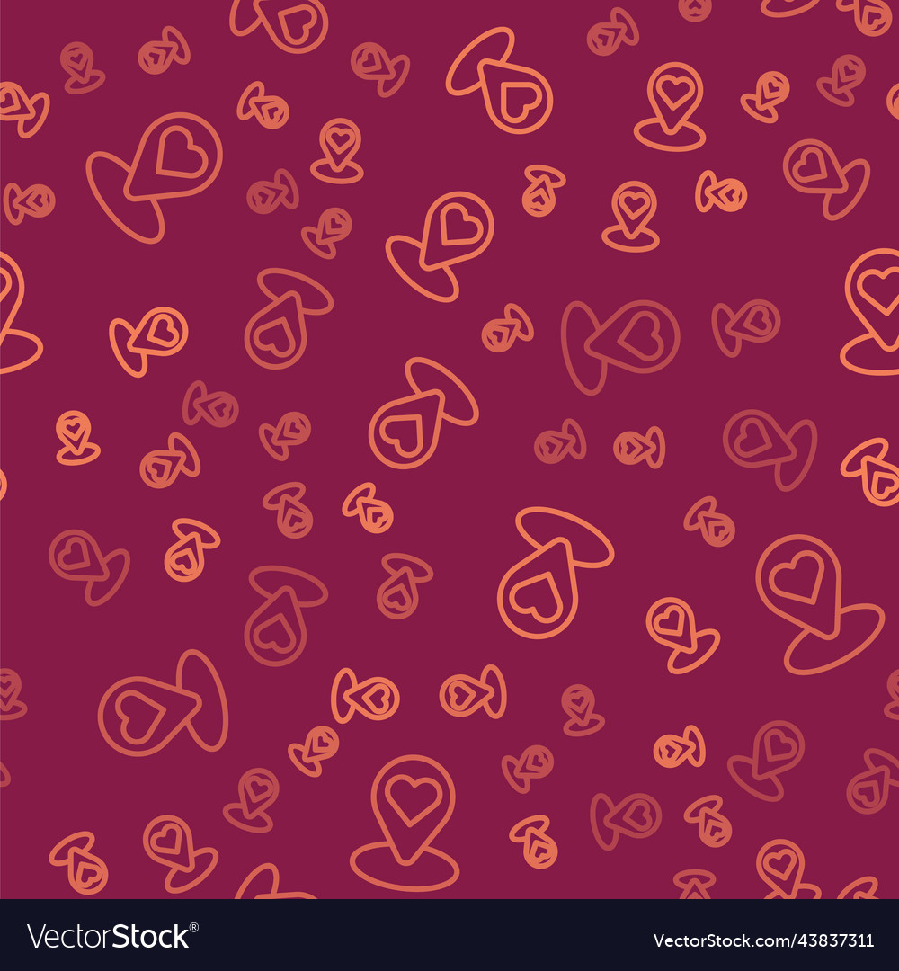 Brown line map pointer with heart icon isolated vector image Brown line map pointer with heart icon isolated