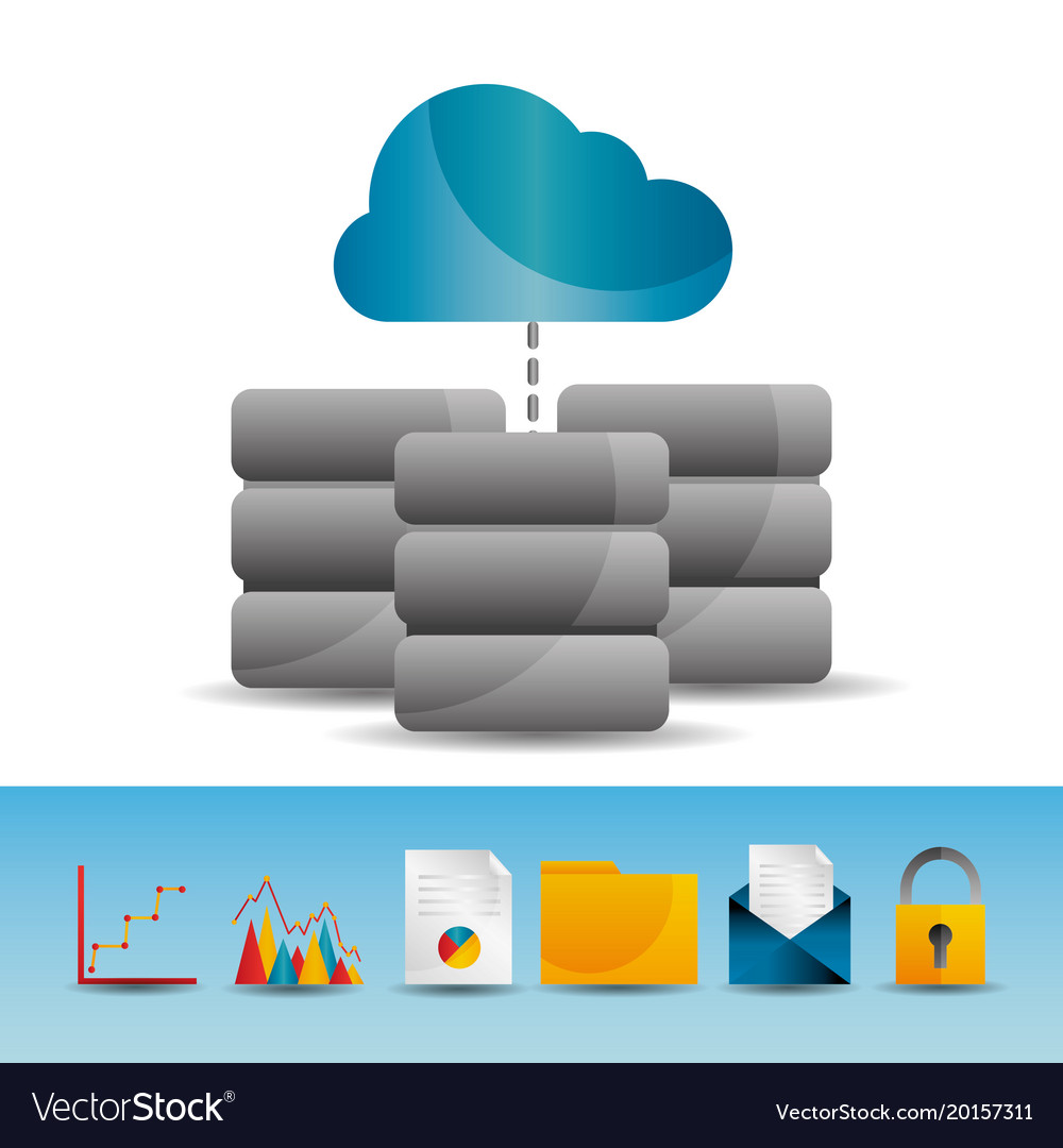 Cloud computing data server base technology icons