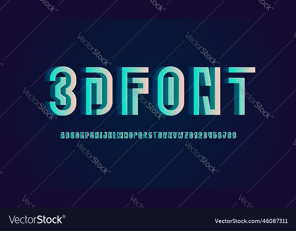 Digital font alphabet from segment line vector image Digital font alphabet from segment line