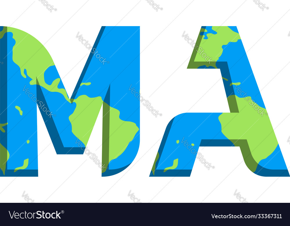 Initial ma logo design with world map style