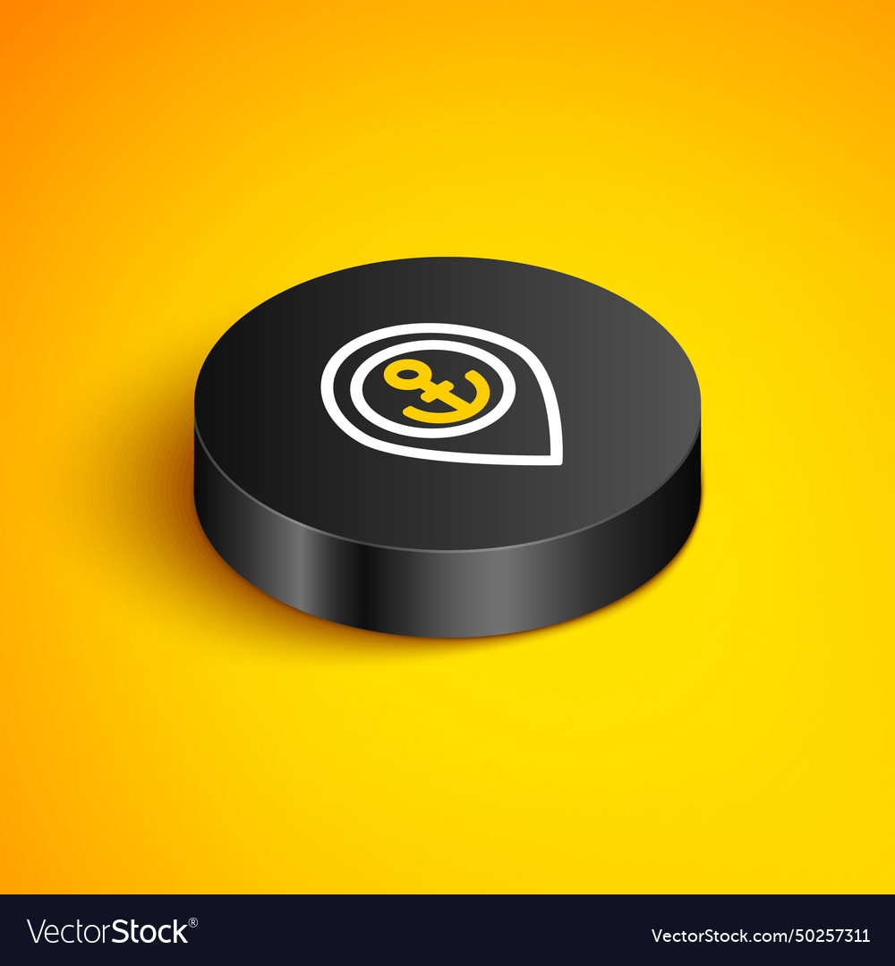 Isometric line map pointer with anchor icon vector image Isometric line map pointer with anchor icon