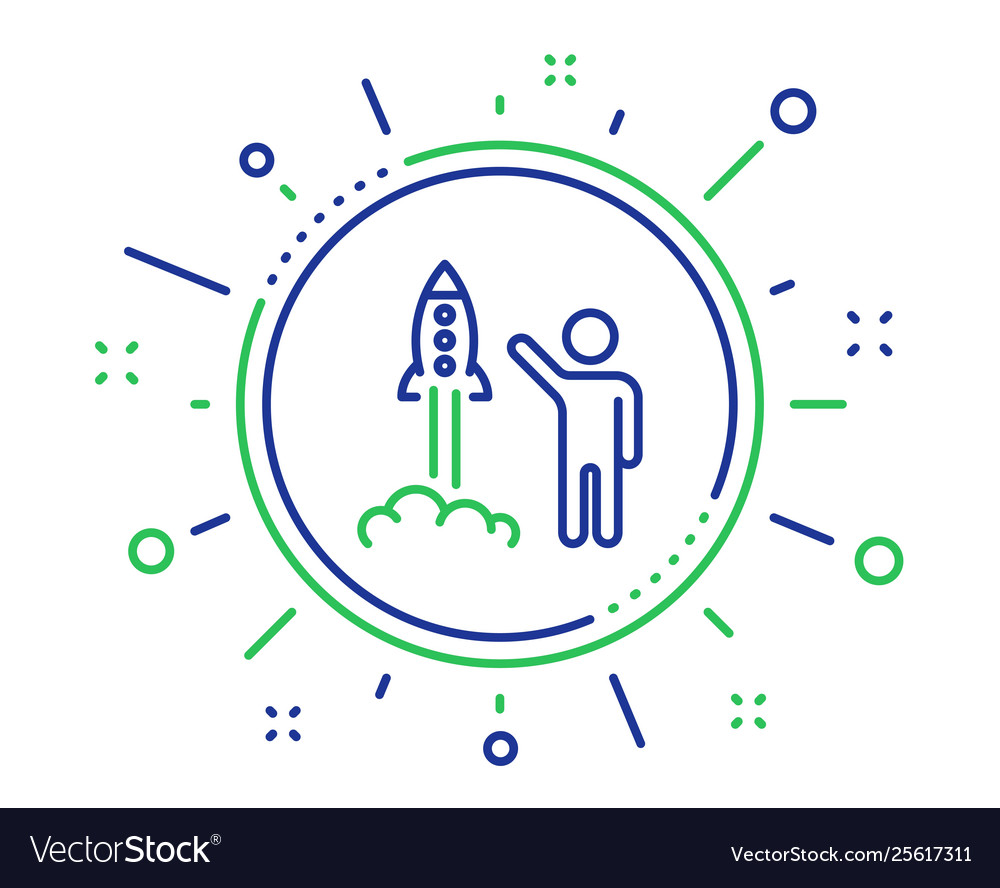 Launch project line icon startup rocket sign