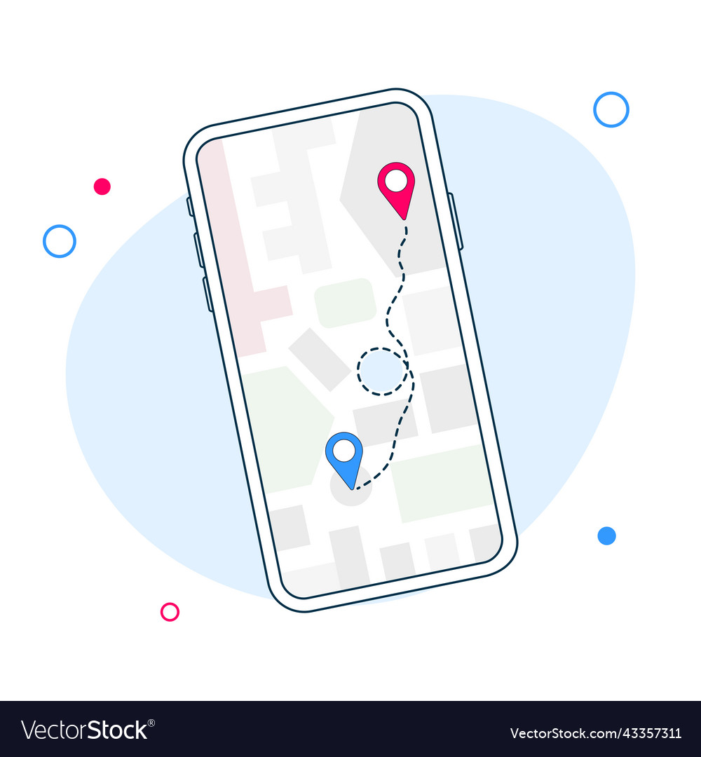 Map gps navigation smartphone application vector image Map gps navigation smartphone application