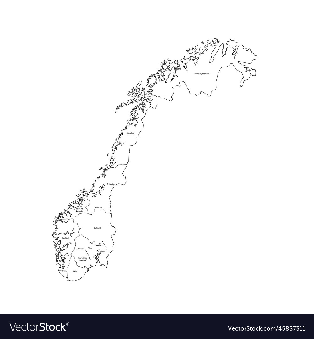 Norway Political Map Of Administrative Divisions Vector Image