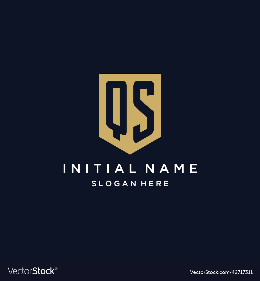 Qs monogram initials logo design with shield icon