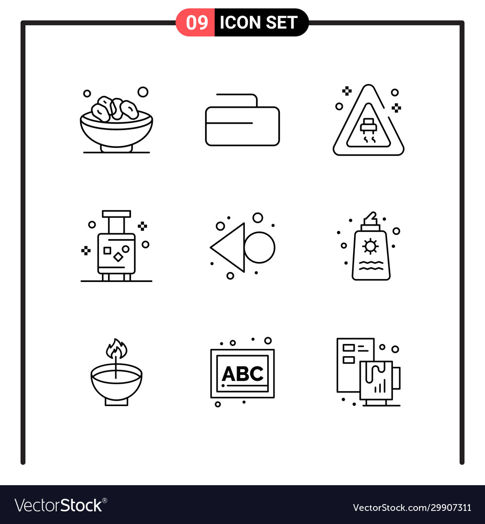 Set 9 line style icons for web and mobile vector image Set 9 line style icons for web and mobile