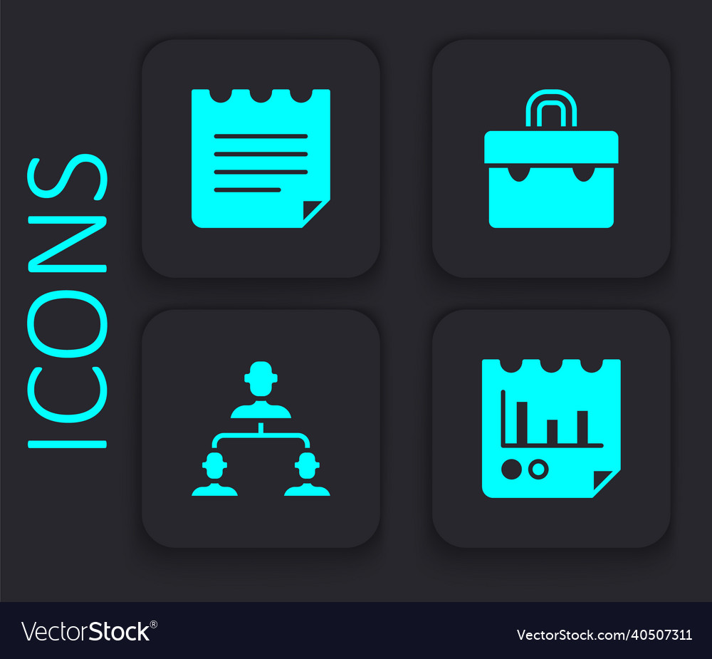 Set document with graph chart notebook briefcase Vector Image Set document with graph chart notebook briefcase