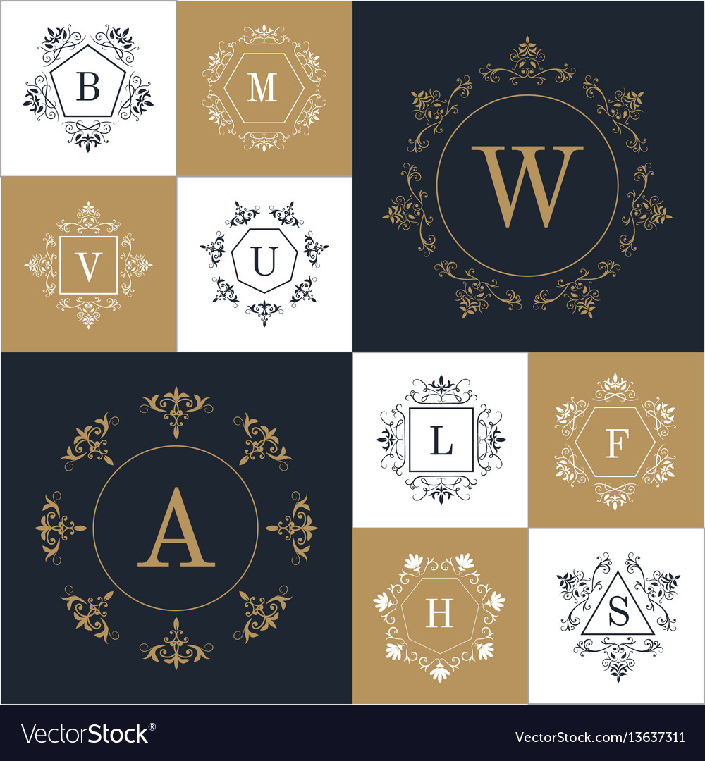 Set aus elegantem Monogramm-Design