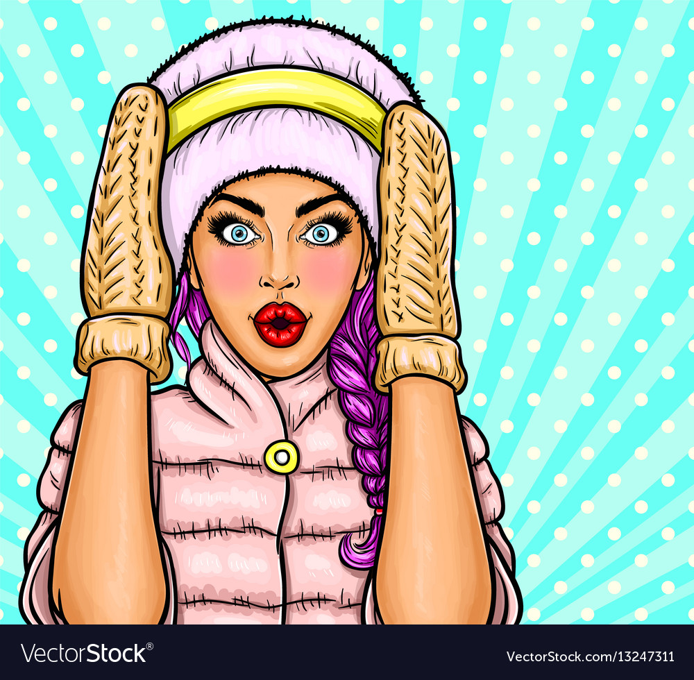 Sexy Pop Art Girl Holding Hands To His Mouth Vector Image