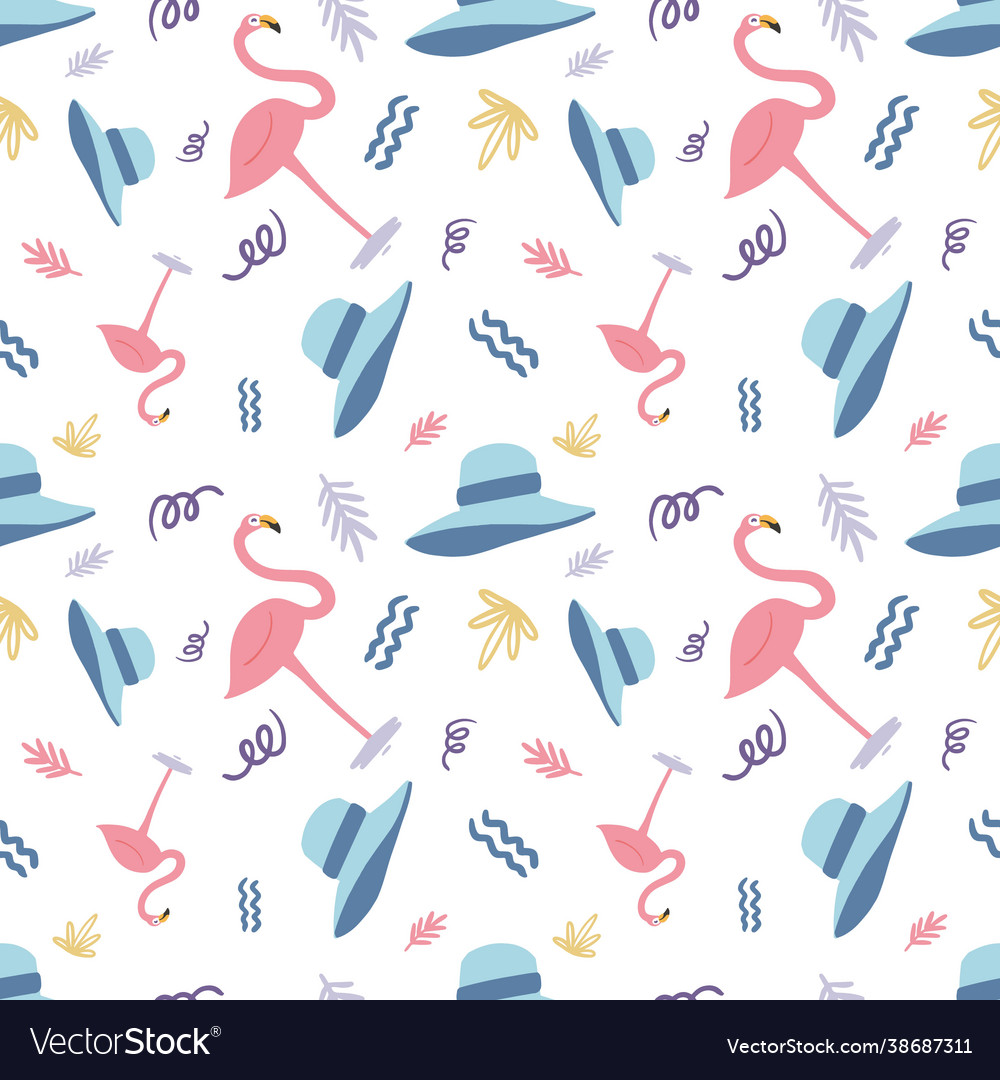 Sketch a unique flamingo with other objects