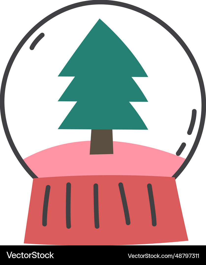 Snow globe with tree Royalty Free Vector Image