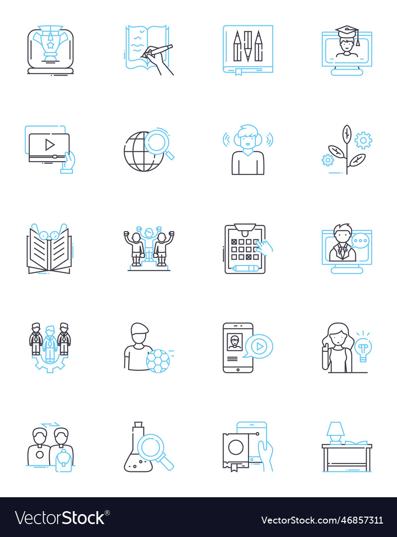 Technologically advanced school linear icons set Vector Image Technologically advanced school linear icons set