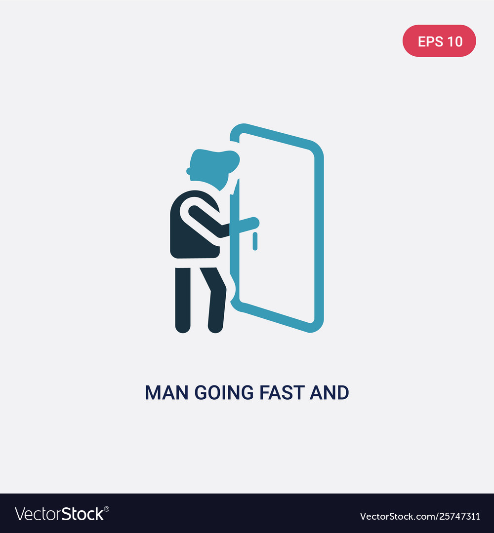 Two color man going fast and with force against