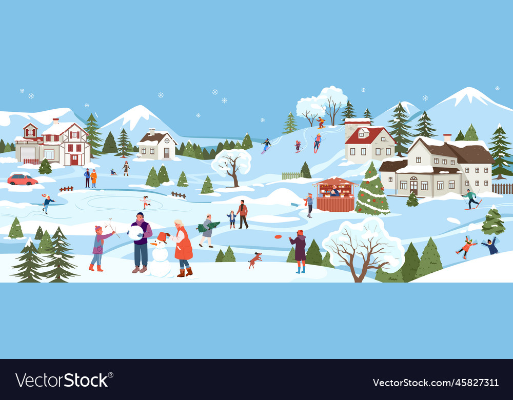 Winter Town Christmas Cartoon