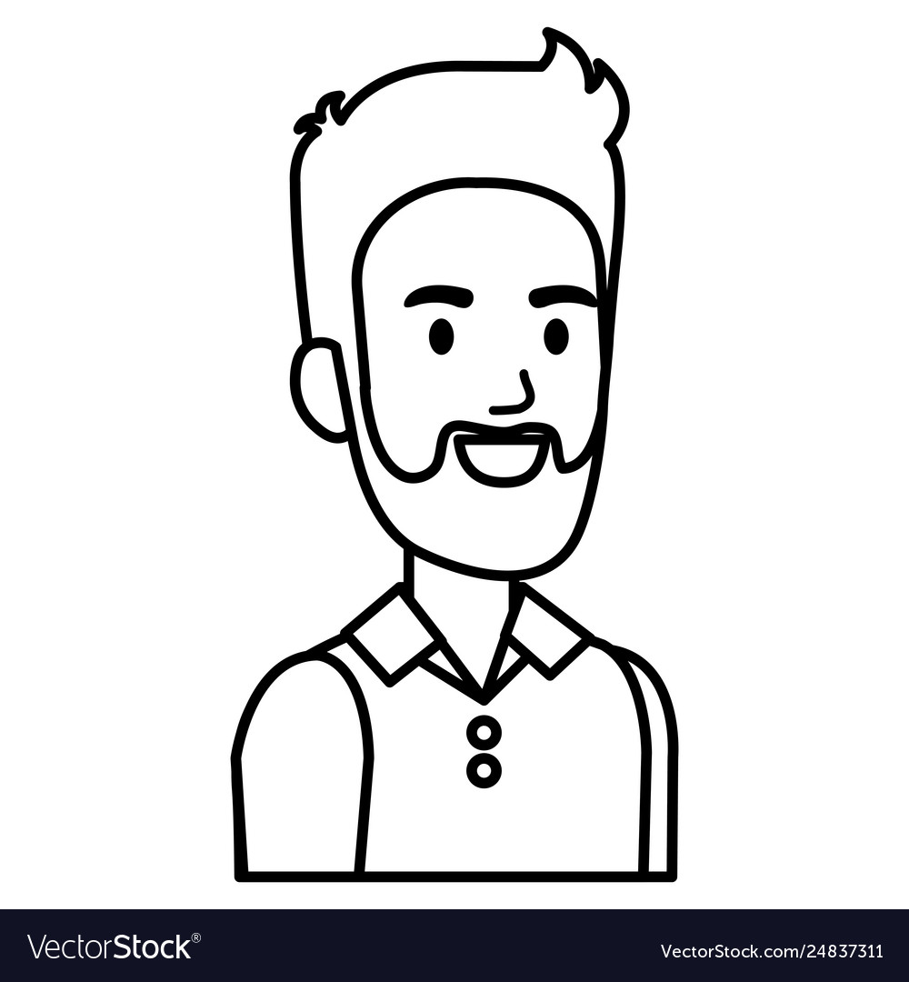 Young man with beard avatar character