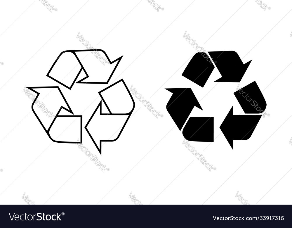 Black and white sign for recycling garbage used