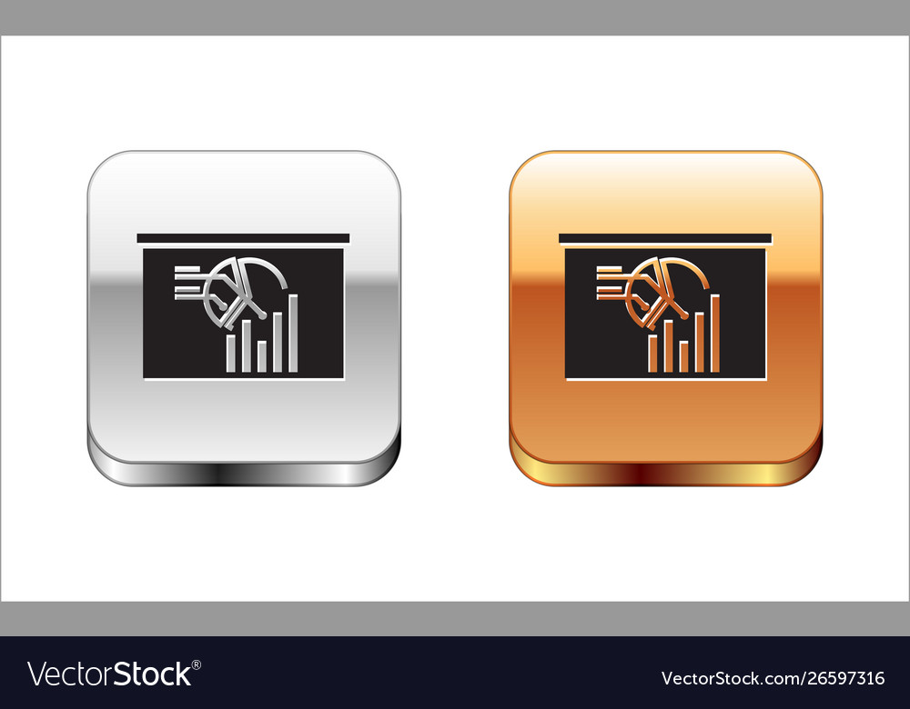 Black board with graph chart icon isolated