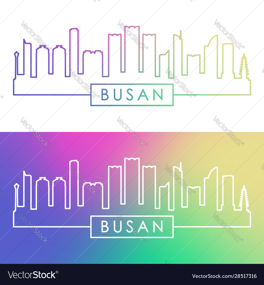Busan skyline colorful linear style editable