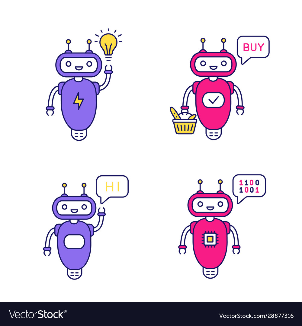 Chatbots color icons set