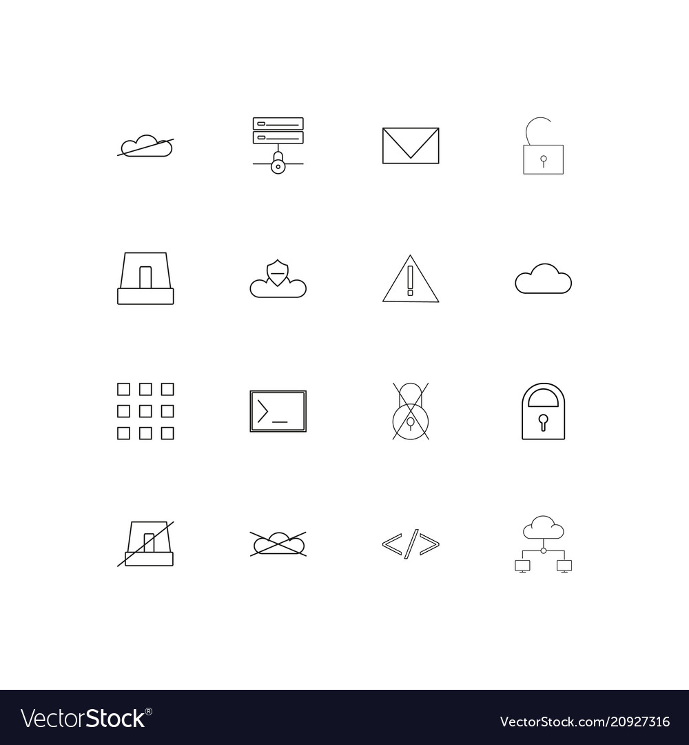 Cyber security linear thin icons set outlined