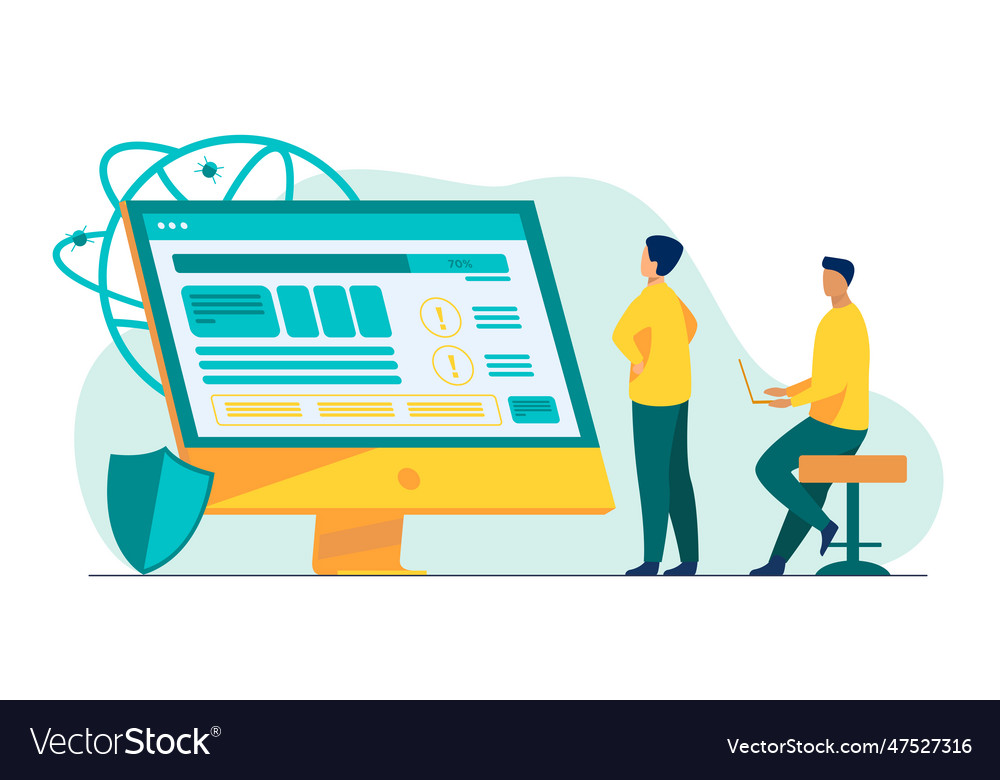 Developers testing software vector image Developers testing software