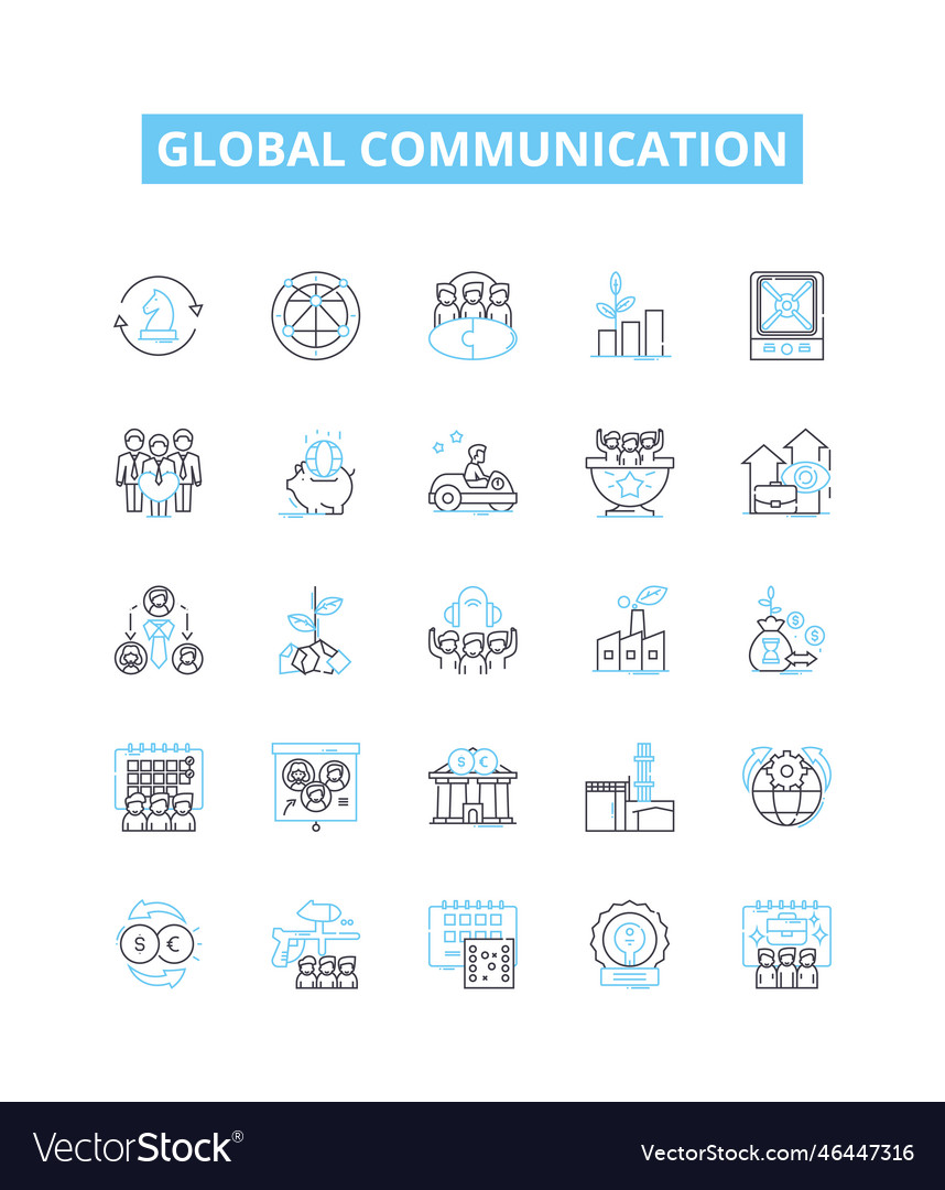 Global communication line icons set