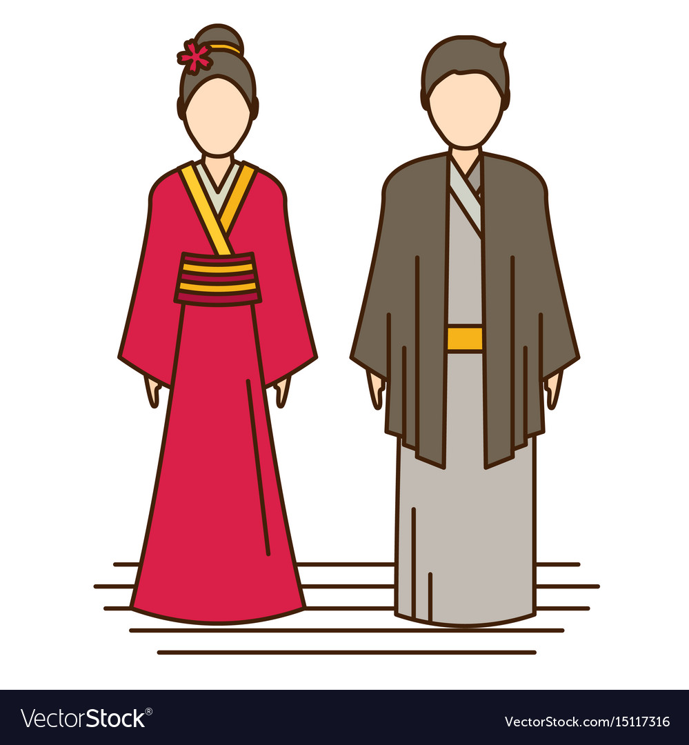 Japan traditional costume kimono Royalty Free Vector Image