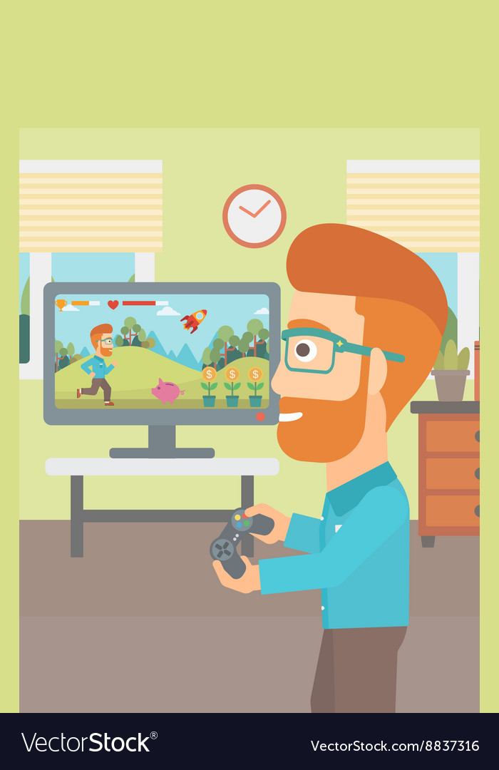Man playing video game